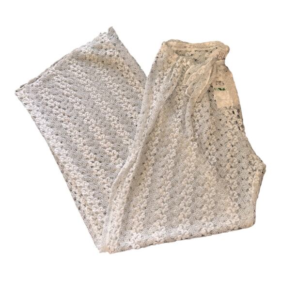 BECCA Women's White Split Leg Crochet Cover-Up Beach Pants Size L - Picture 3 of 6